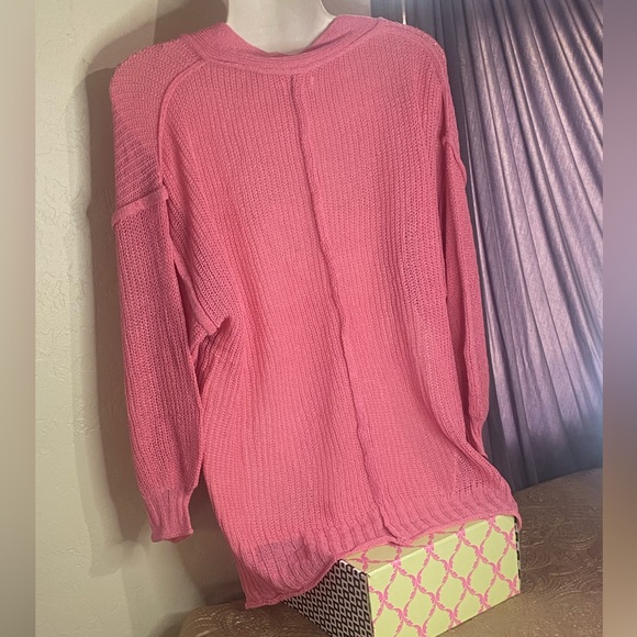 POL Barbie Pink cardigan with placket balloon sleeves and pockets - Picture 16 of 17